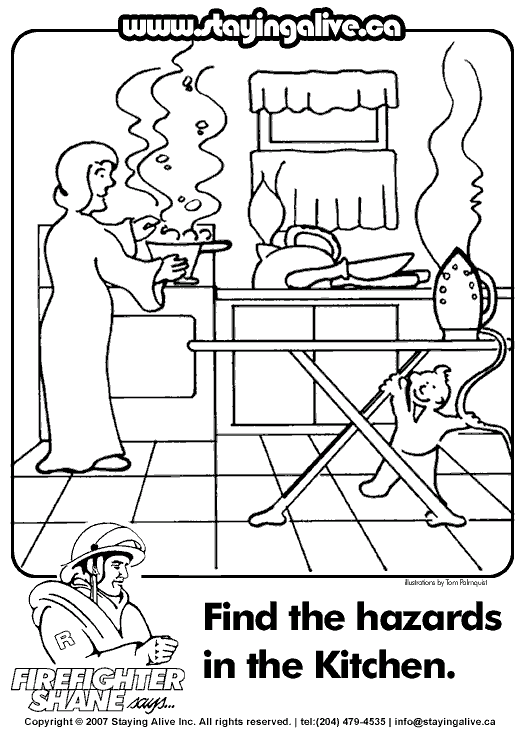 kitchen safety for kids coloring pages