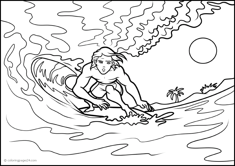 Surfing Pages Printable Coloring Pages