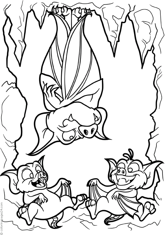 Three bats in a cave | Coloring Pages 24
